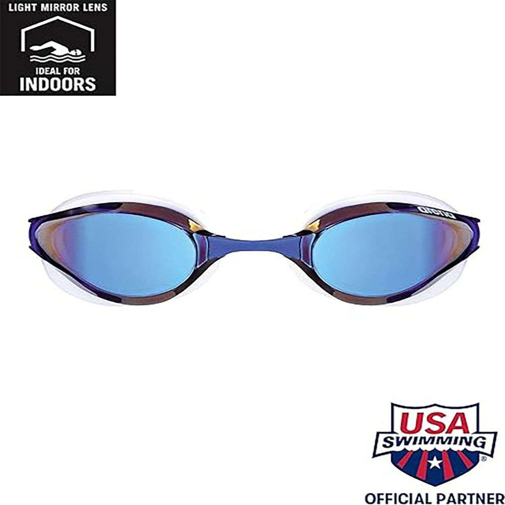 Arena Unisex Python Swim Mirror Lens Goggles, Adjustable Strap,Blue Mirror/White