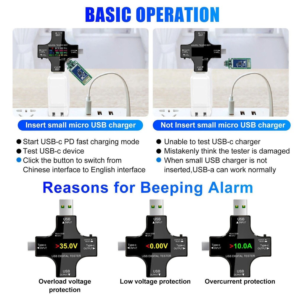 8 IPS Multiple Color Screen USB Power Meter Accepts Maximum Power: 150W