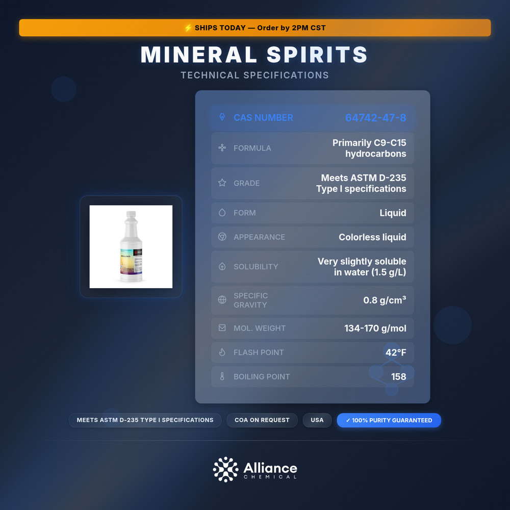 Mineral Spirits - Odorless Solvent & Thinner - 1 Quart