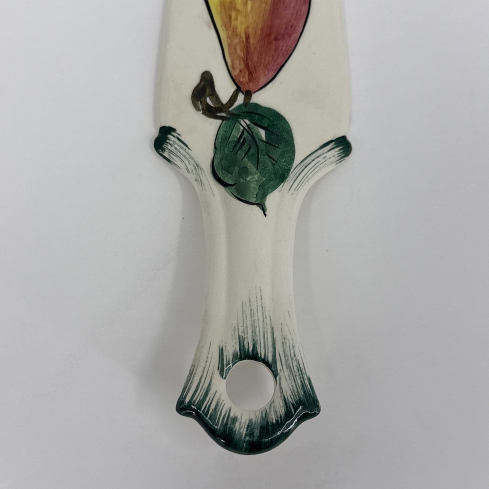 Vintage Ceramic Decorative Pie Or Cake Server, Pear With Leaves 9" EUC
