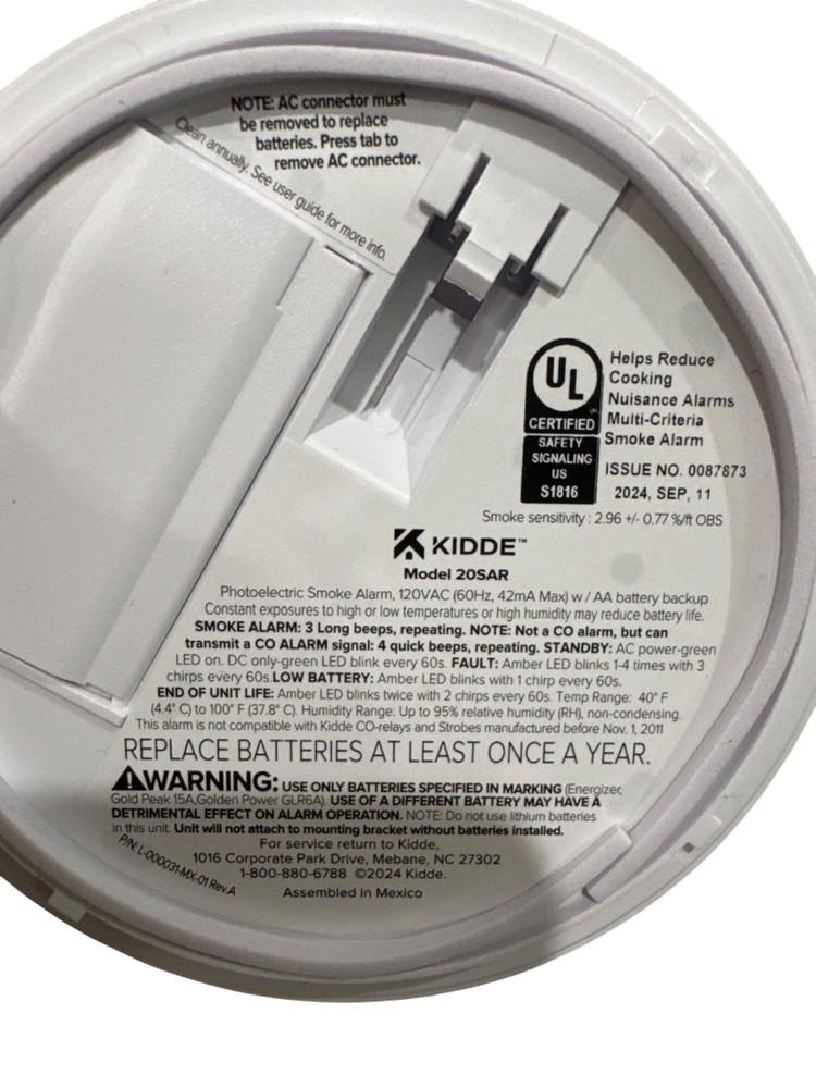 Kidde 20SAR Hardwired Smoke Detector, Battery Backup, Interconnectable, 2 Pack