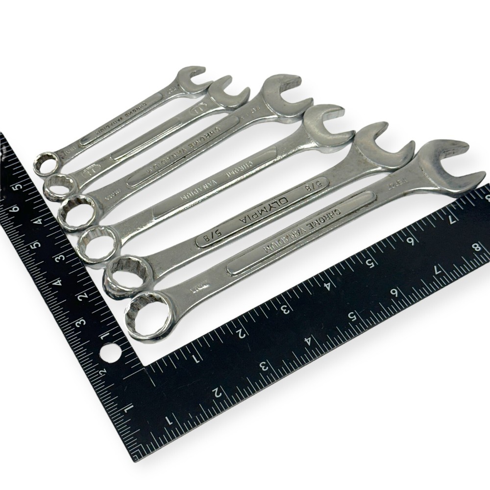 6 Pcs Olympia and Assorted Chrome Vanadium HET27 Combination Wrench Set