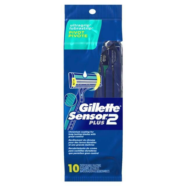 Gillette Sensor 2 Plus Pivoting Head Disposable Razors - Pack of 10