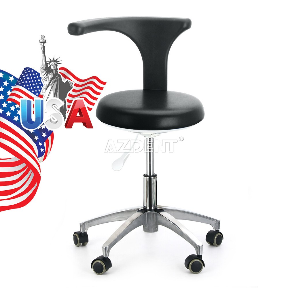 Dental Mobile Stool Dotor Chair Adjustable Height Backrest 360° Universal Caster