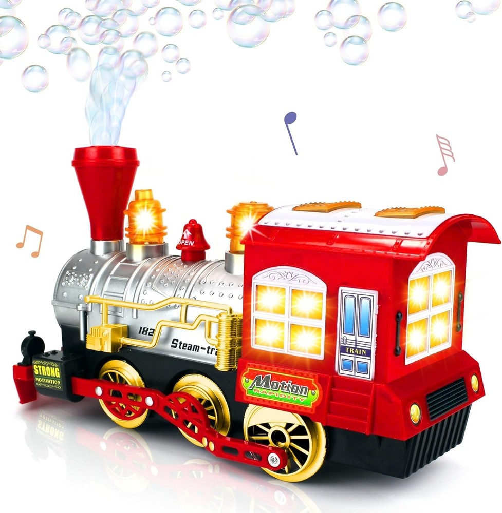 ArtCreativity Christmas Train Toy Bubble Machine for Kids, Bubble Blower Maker,
