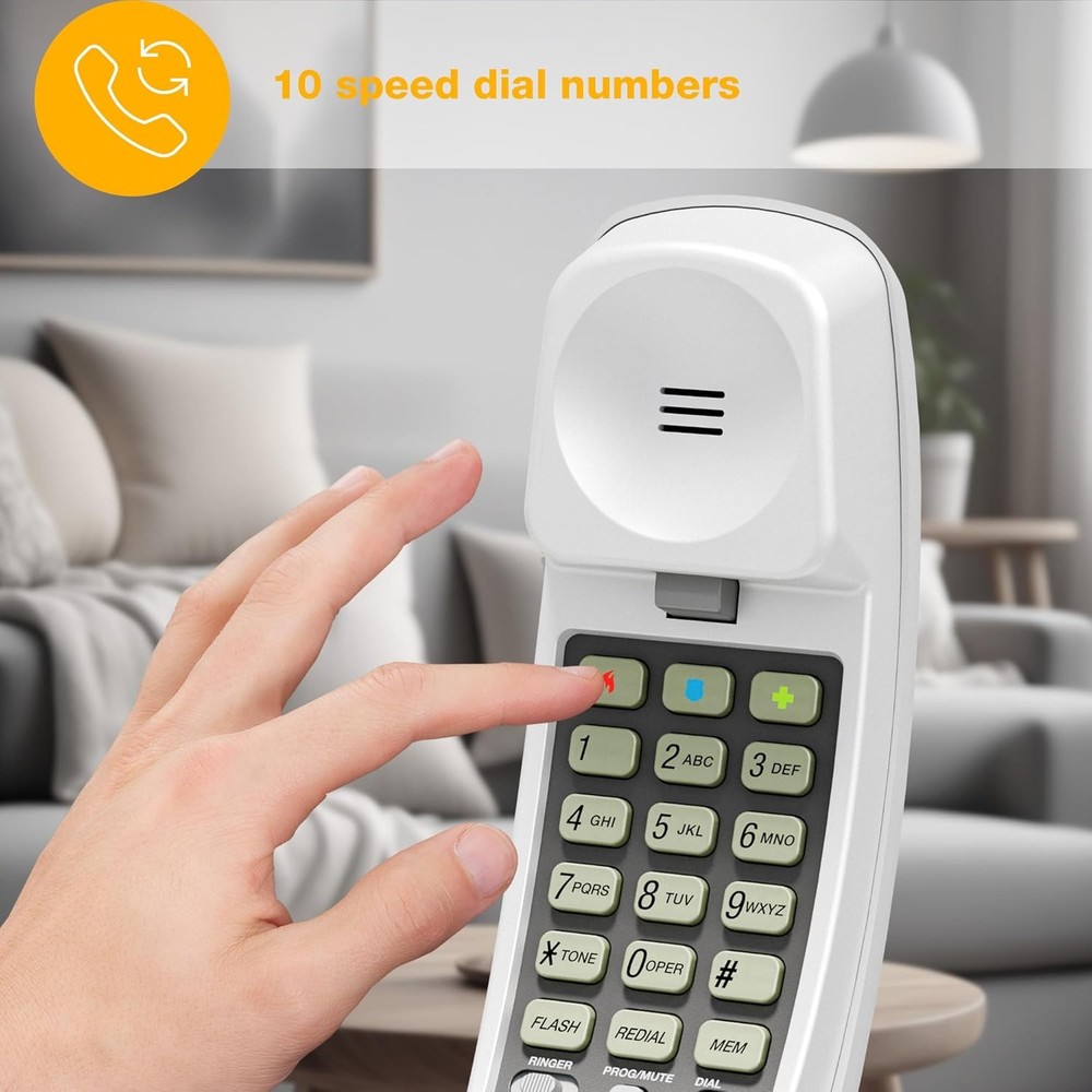 AT&T 210 Basic Trimline Corded Phone Single Line No AC Power Required (White)