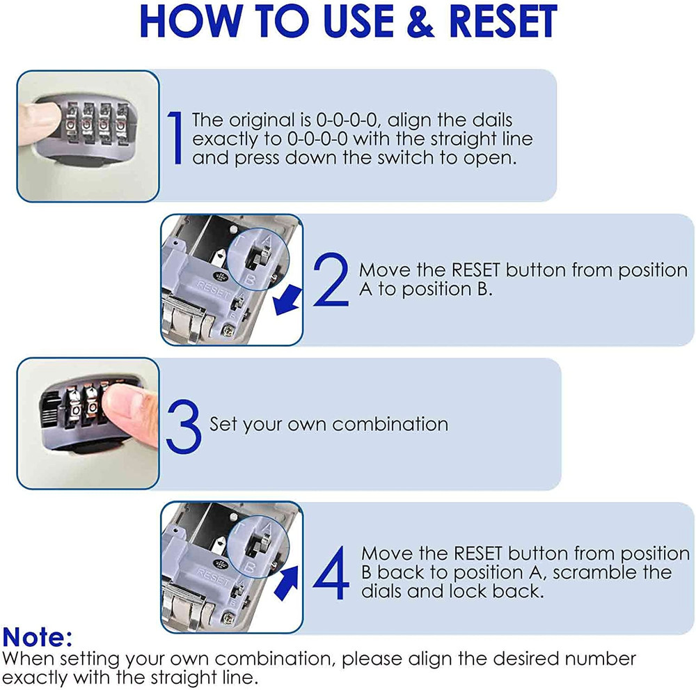 Key Lock Box Waterproof Combination Lockbox Wall Mount 4 Digits Resettable Key H