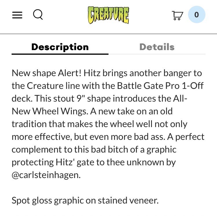NEW 2024 SAM HITZ Signed Autographed CREATURE Battle Gate Pro Skateboard Deck