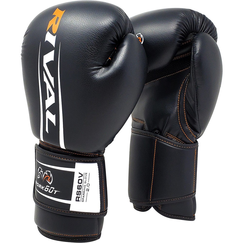 Rival Boxing RS60V Workout Hook and Loop Sparring Gloves 2.0 - Black