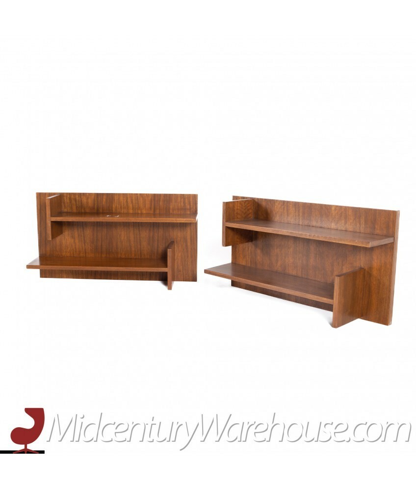 Mid Century Walnut Floating Shelves - Pair