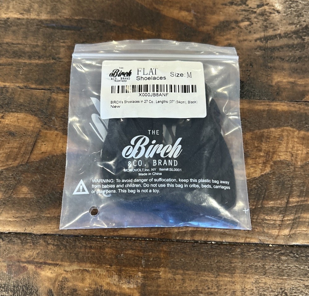Birch Shoelaces Black Medium 37”