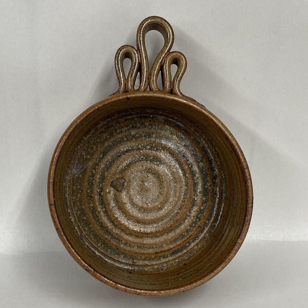 Studio Art Pottery Bowl Round Dish Signed Vtg Hand Crafted Planter Boho Decor