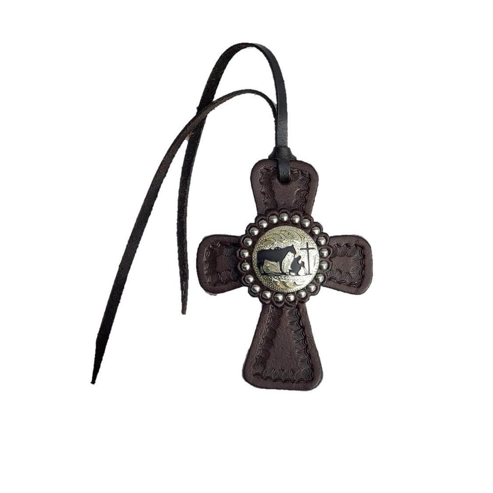 Medium Oil Leather Crosses with Tooling and different Conchos