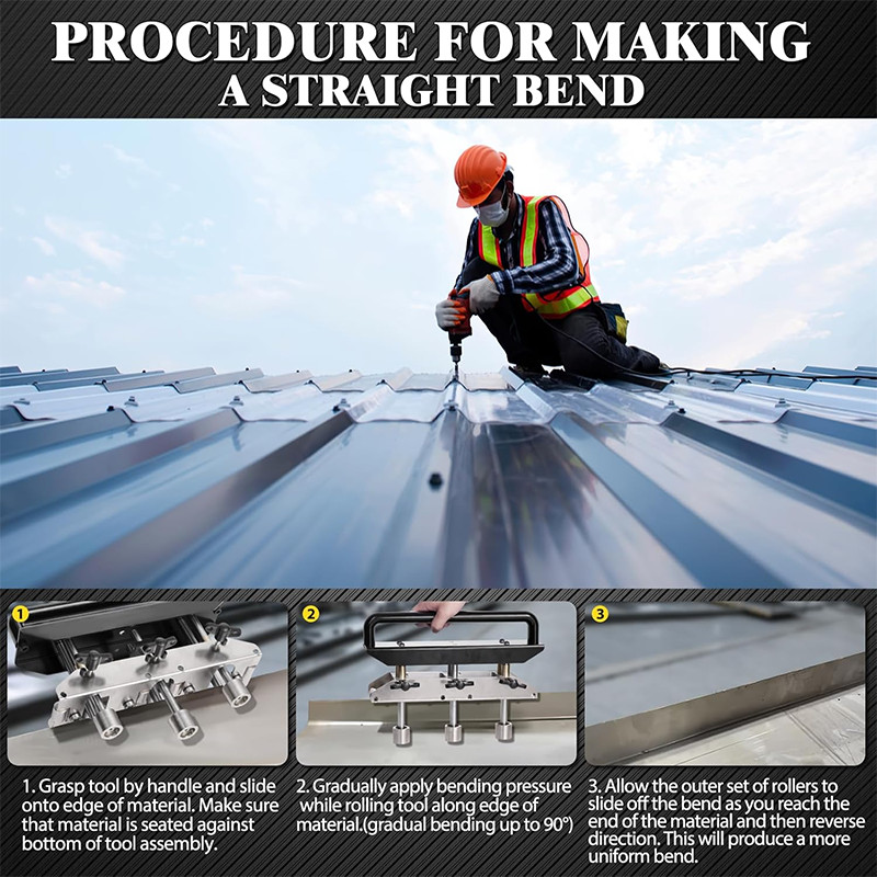 Hand Sheet Roller Bender Metal Roofing Tool W/Snip For Making Folding Edge Black