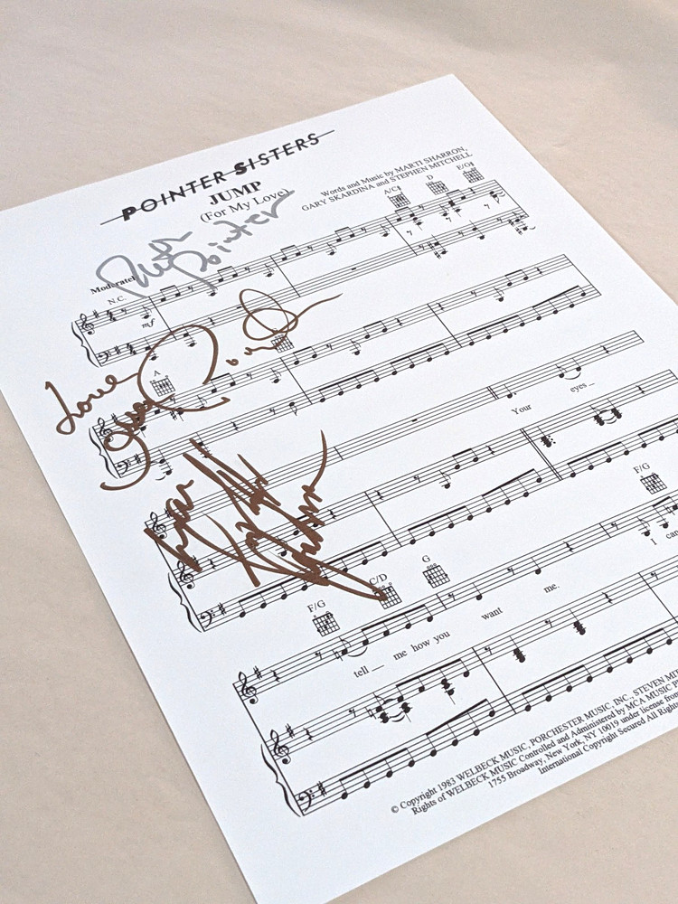 POINTER SISTERS Signed JUMP Sheet Music RUTH POINTER +2 COA