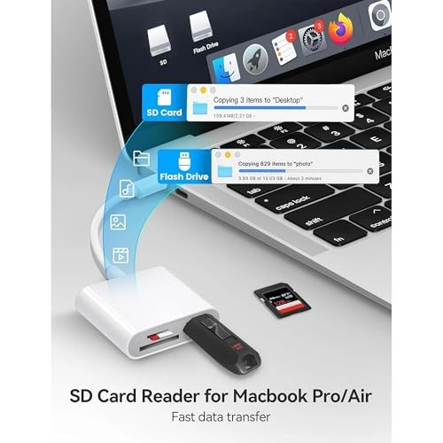 USB C SD Card Reader for iPhone 15 iPad Mac 3 in 1 USB-C Memory Trail Camera...