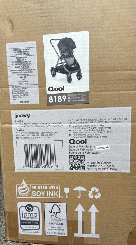 Joovy Qool Modular Stroller Grey Melange 8189 Single Double Triple Ready