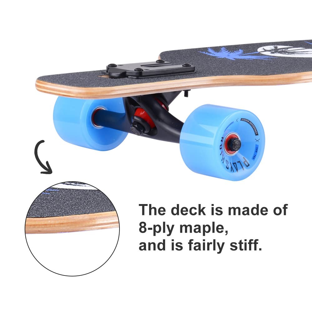 39 Inch Drop Through Freestyle Longboard Skateboard Cruiser Coconut Tree