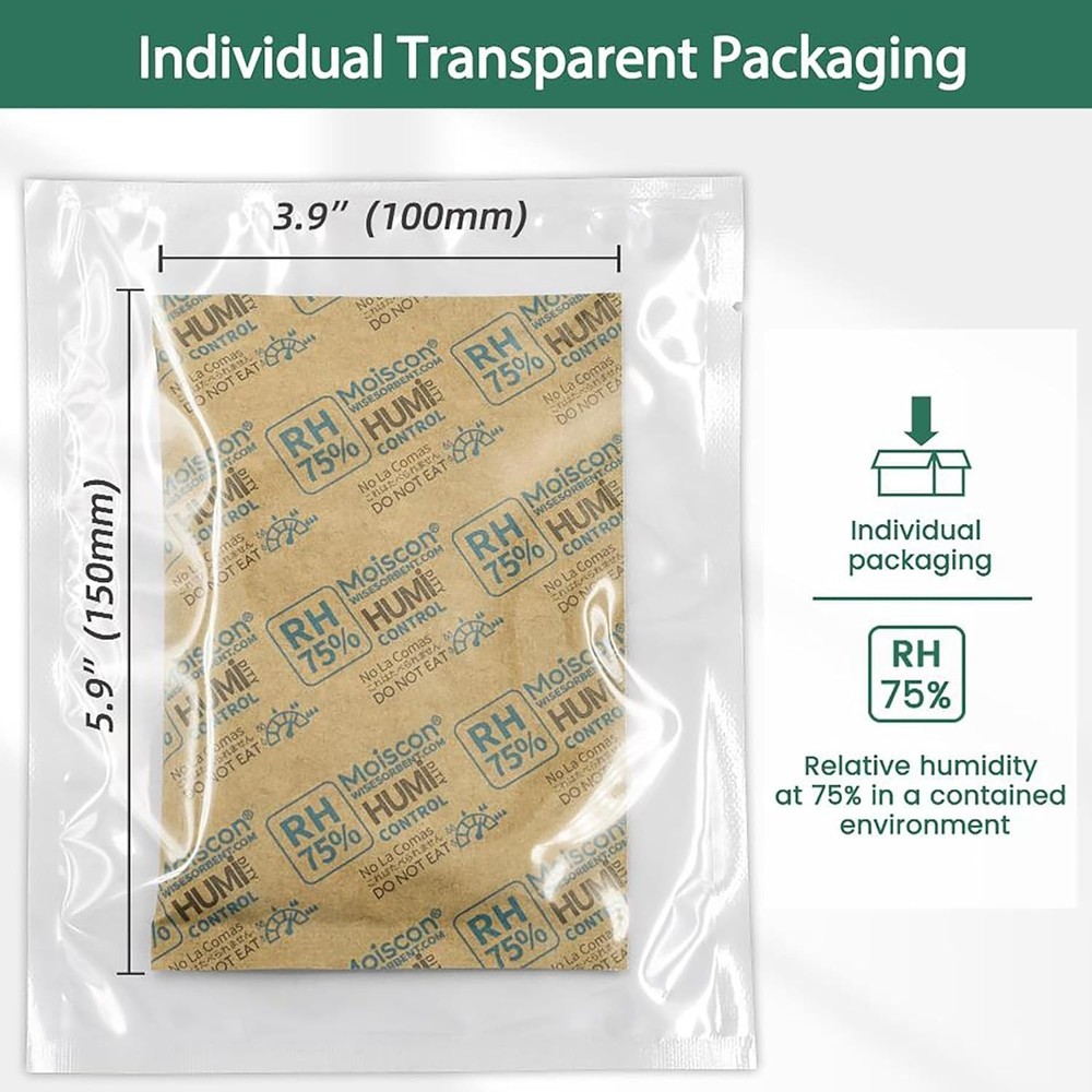 Eco-Friendly 75% RH Humidity Control Packets - 60g, 5 Pack for Optimal Freshness