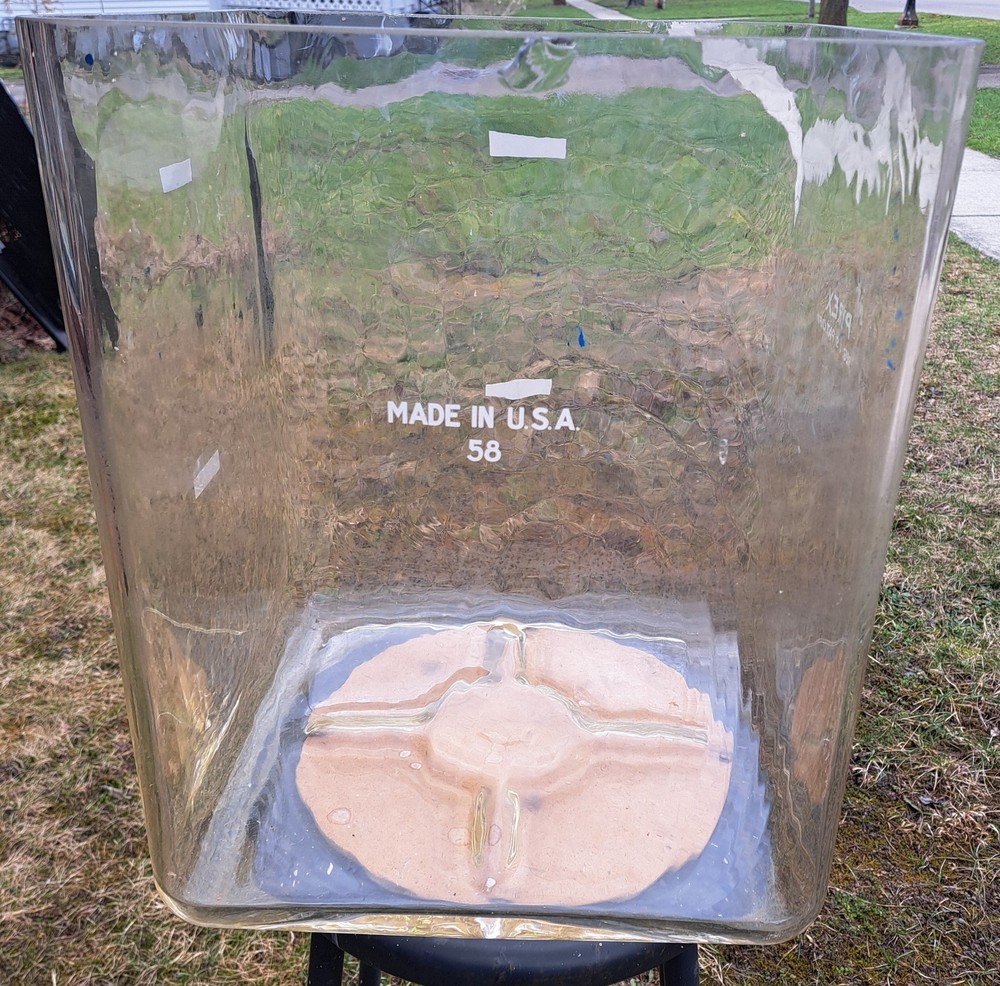 Vntg Large Pyrex Rectangular Glass Container, 19" x 15" x 14.5" UNUSUAL & COOL!