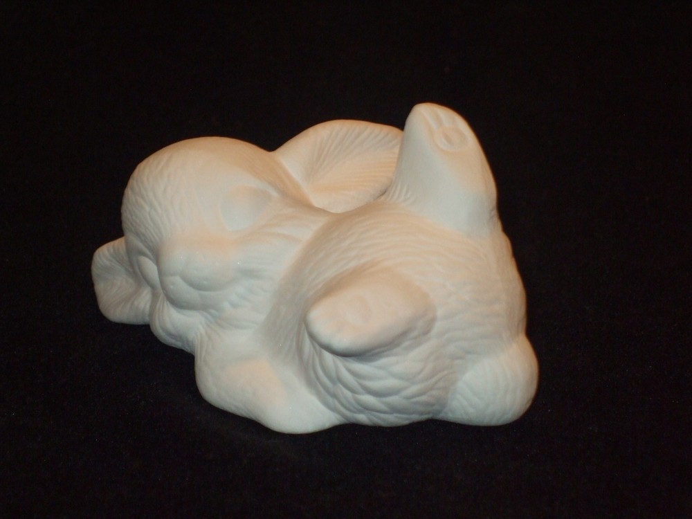Bunny Rabbit on Back - Ceramic Bisque Ready to Paint