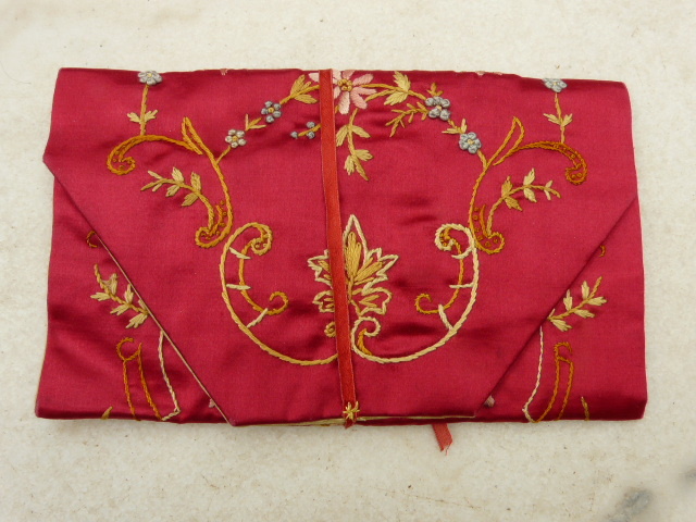 Antique Silk Sewing Needle Case  Circa - 1900