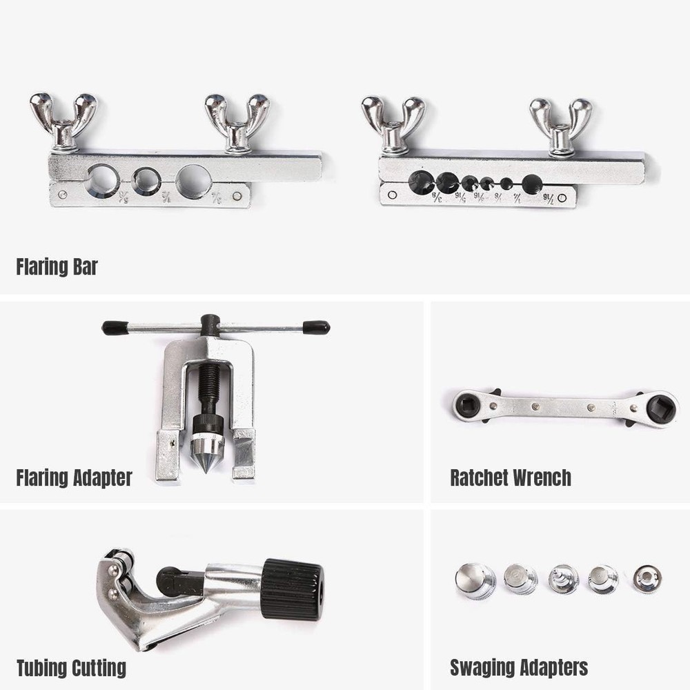 Professional Single Flaring Tool & Swaging Kit, 45 Degrees