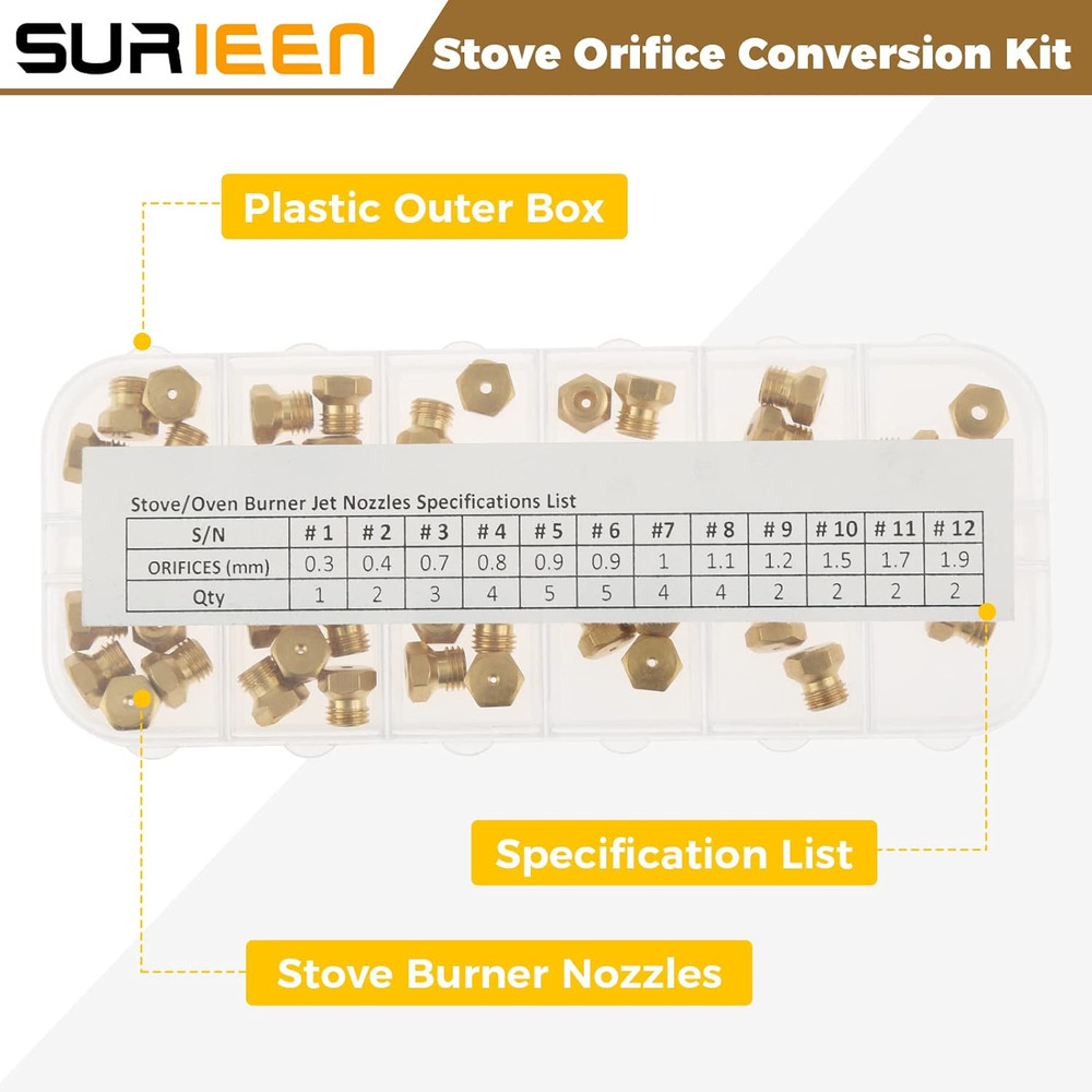 Range Stove Oven Orifice Conversion Kit, Natural Gas to Propane Conversion Kit,
