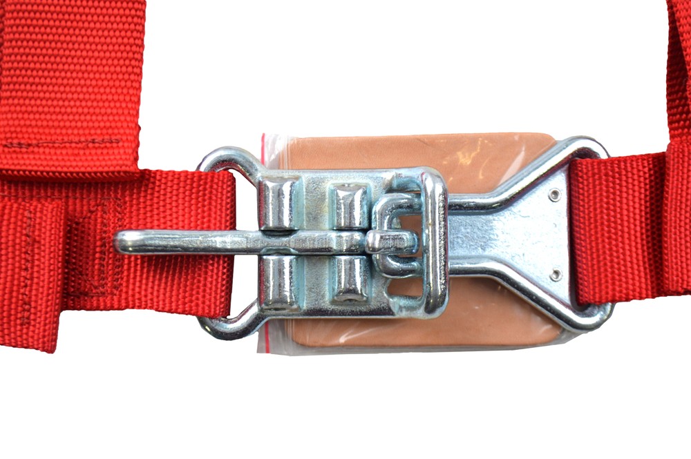 THREE POINT SEAT BELT RACE HARNESS 2" LATCH & LINK PULL UP LAP BELTS RED