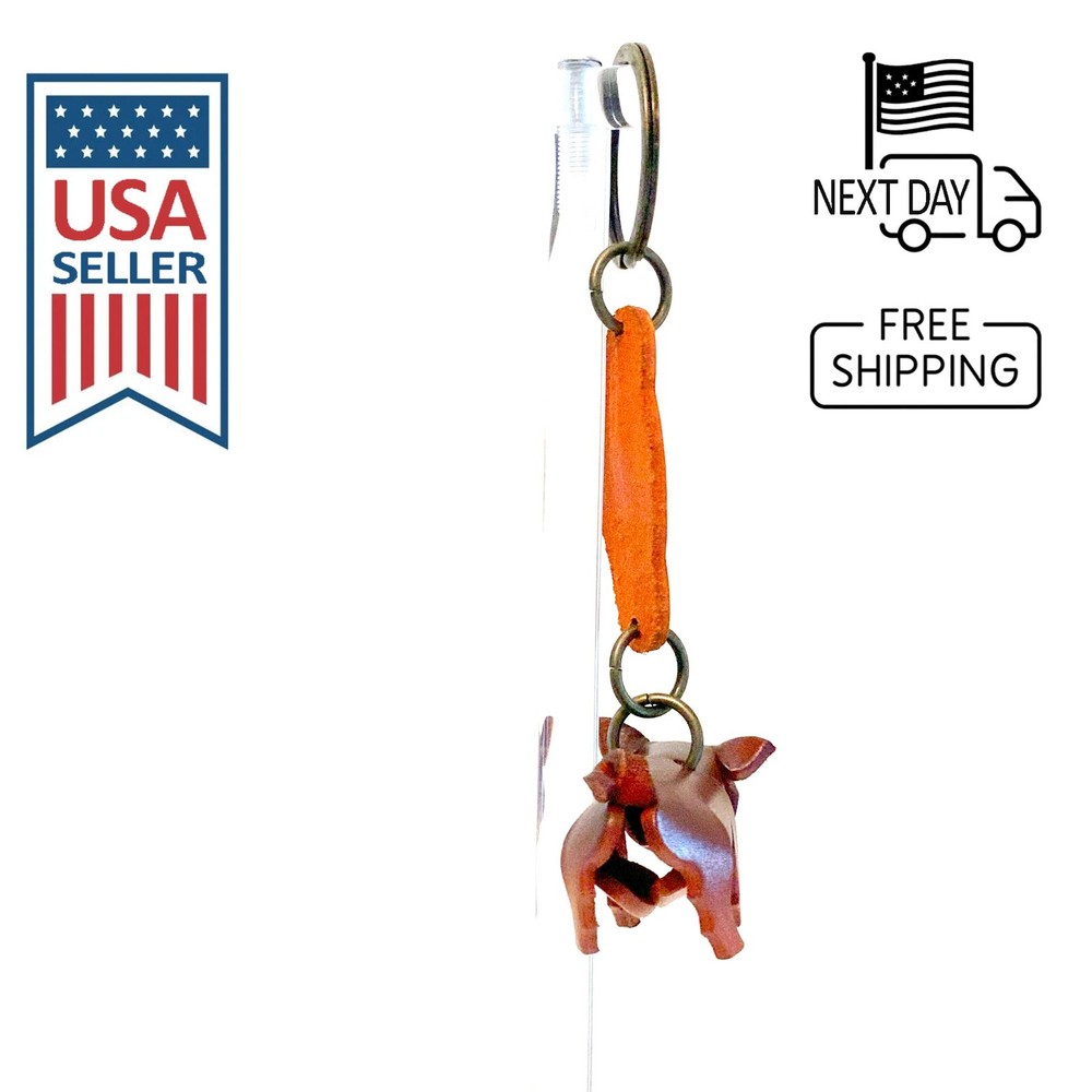 Pig (Brown) Handmade Leather Keyring