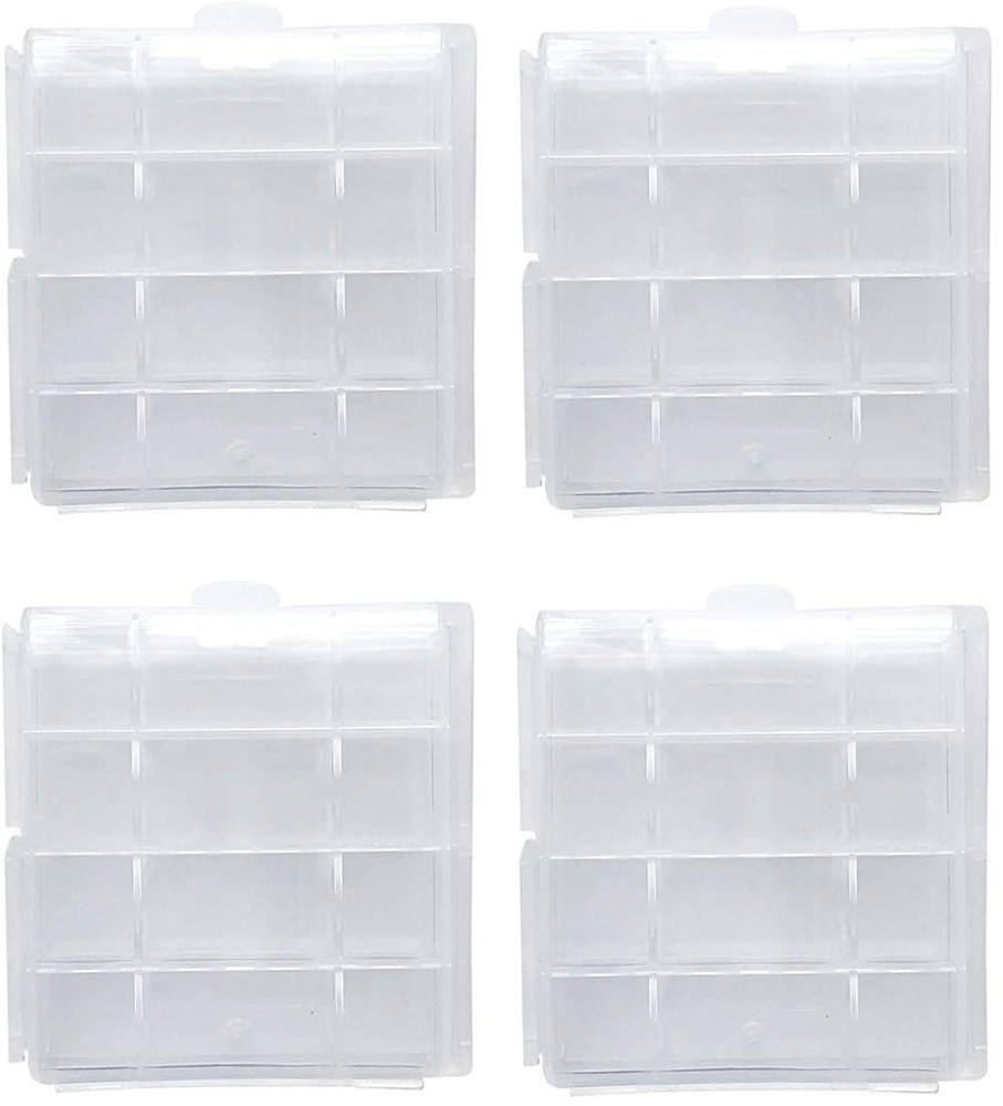 4 Pack Battery Case Holder Container Portable Storage Case for Home Office
