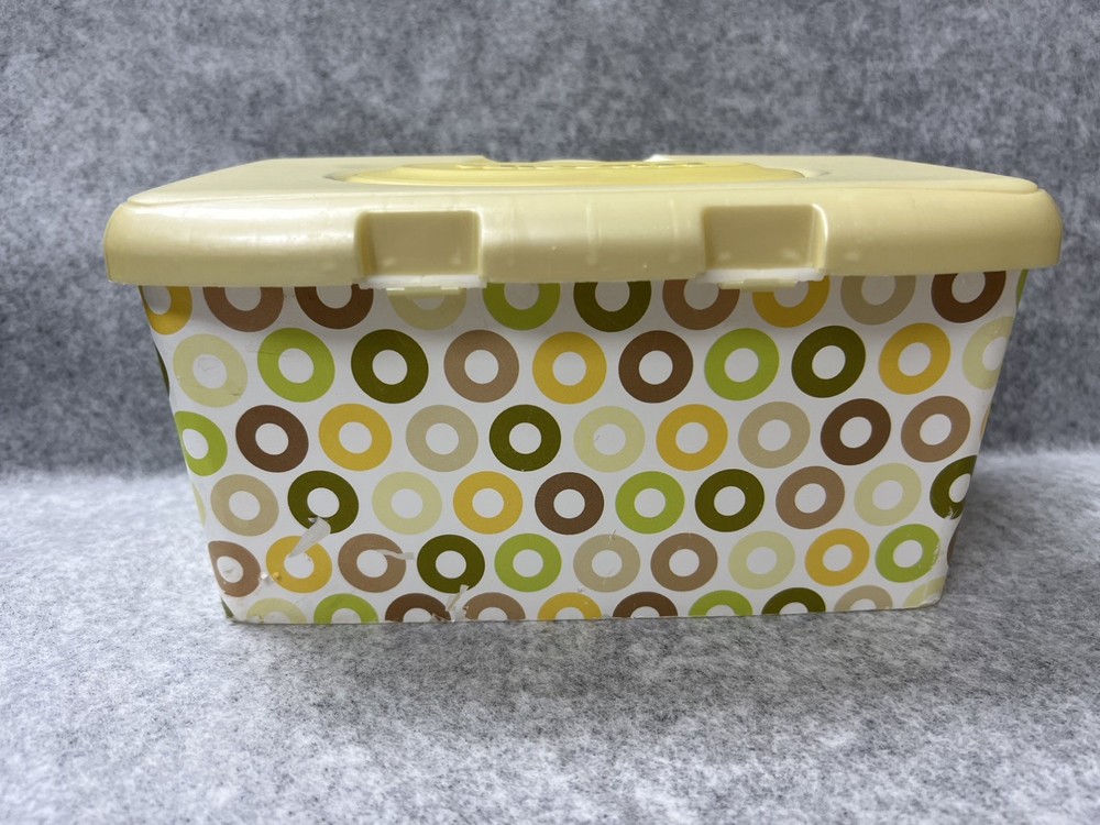 Polka Dots Circles Yellow Huggies Empty Used Diaper Wipe Refillable Container