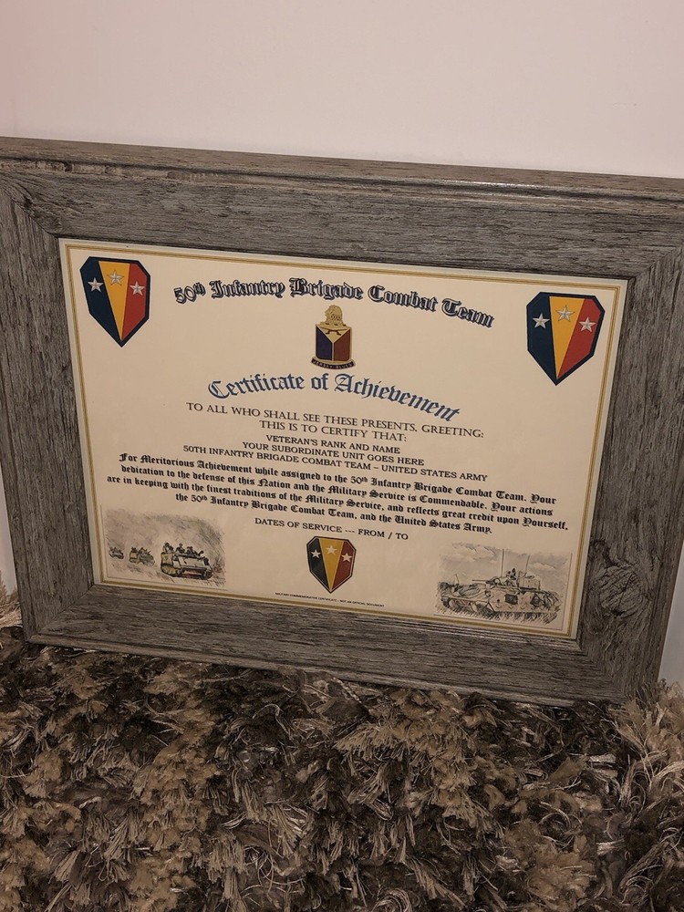 50TH INFANTRY BRIGADE COMBAT TEAM - COA / (COMMEMORATIVE CERTIFICATE)