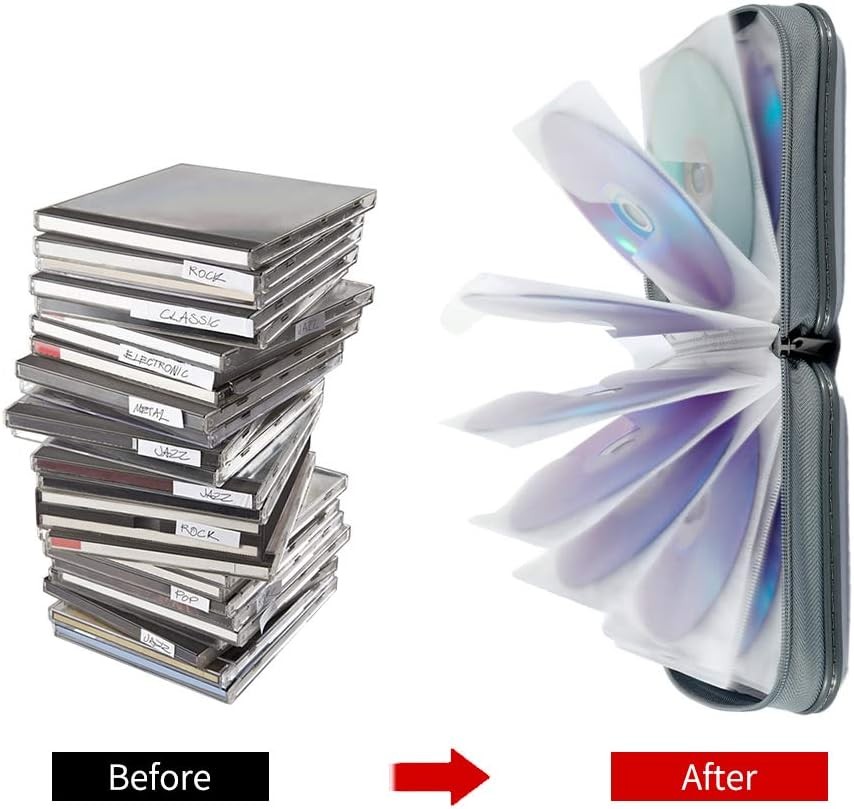 CD Case, CD/DVD Case Wallet 40 Capacity Protective VCD Storage White