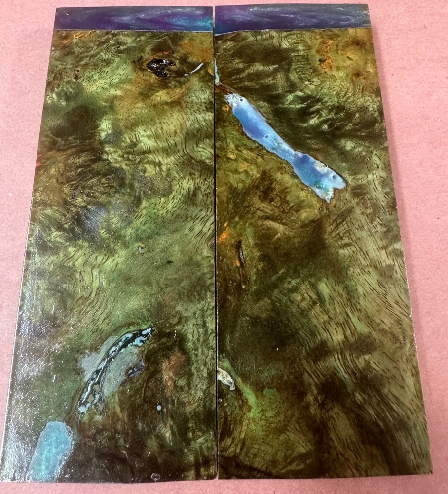 STABILIZED HYBRID MANGO BURL, OVERSIZED KNIFE SCALE,TOOL HANDLES MB145