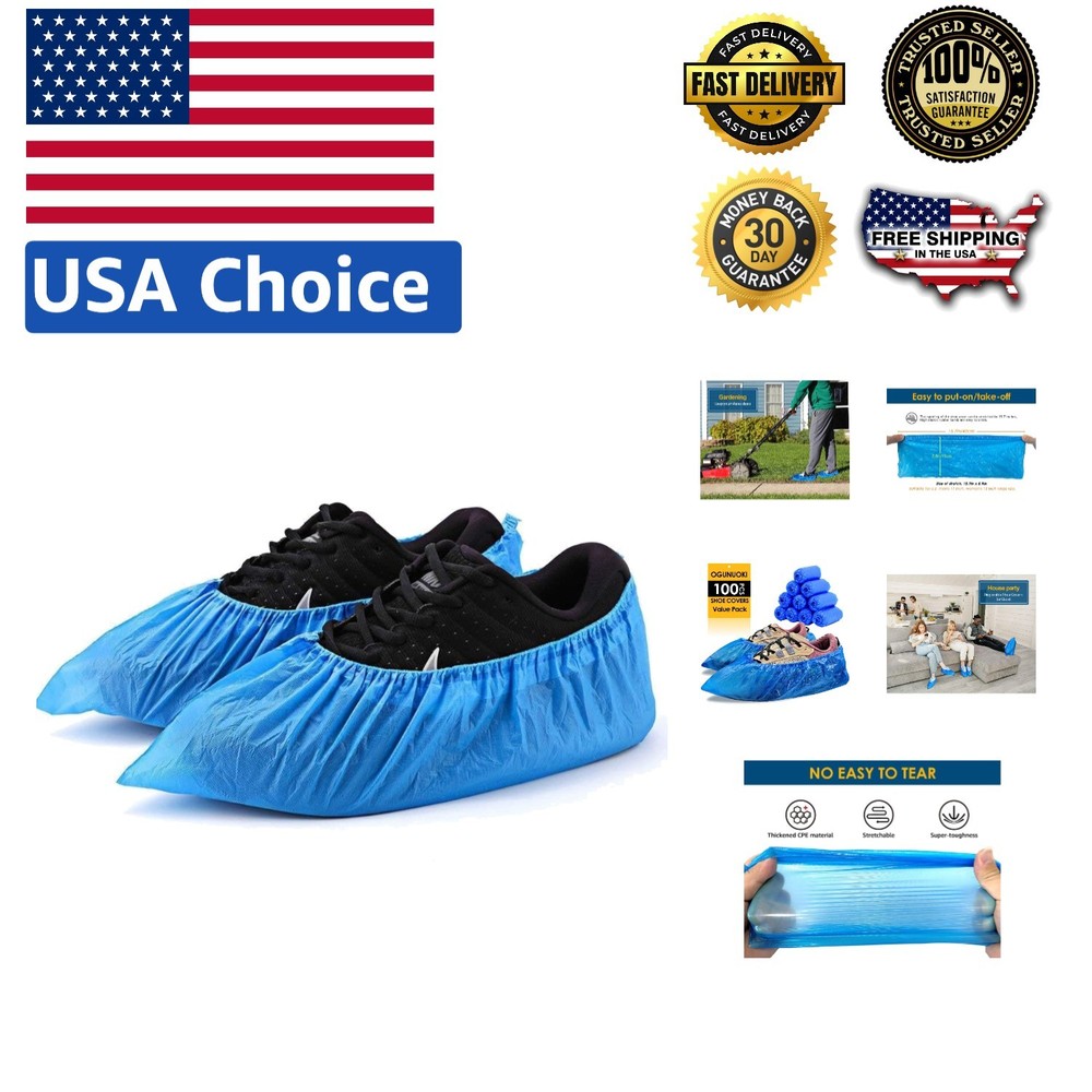 Black 100 Pack Non-Slip Disposable Shoe Covers  Boot Protector Booties