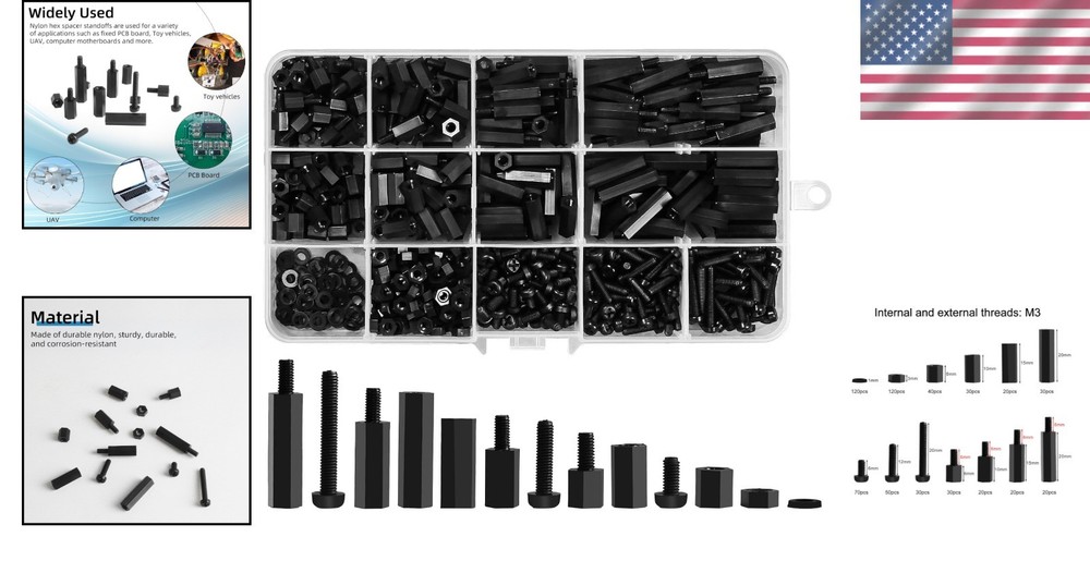 M3 Nylon Hex Spacer Kit - 600PCS for Electronic Assembly Adeptness