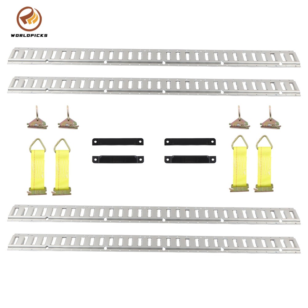 5' E-Track Kit Rails Silver Galvanized 16 Pack Heavy Duty Tie Down System Steel