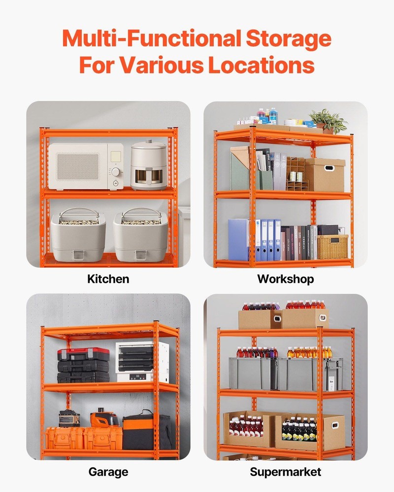 4Tier 2400lb Max Load Adjustable Metal Storage Rack
