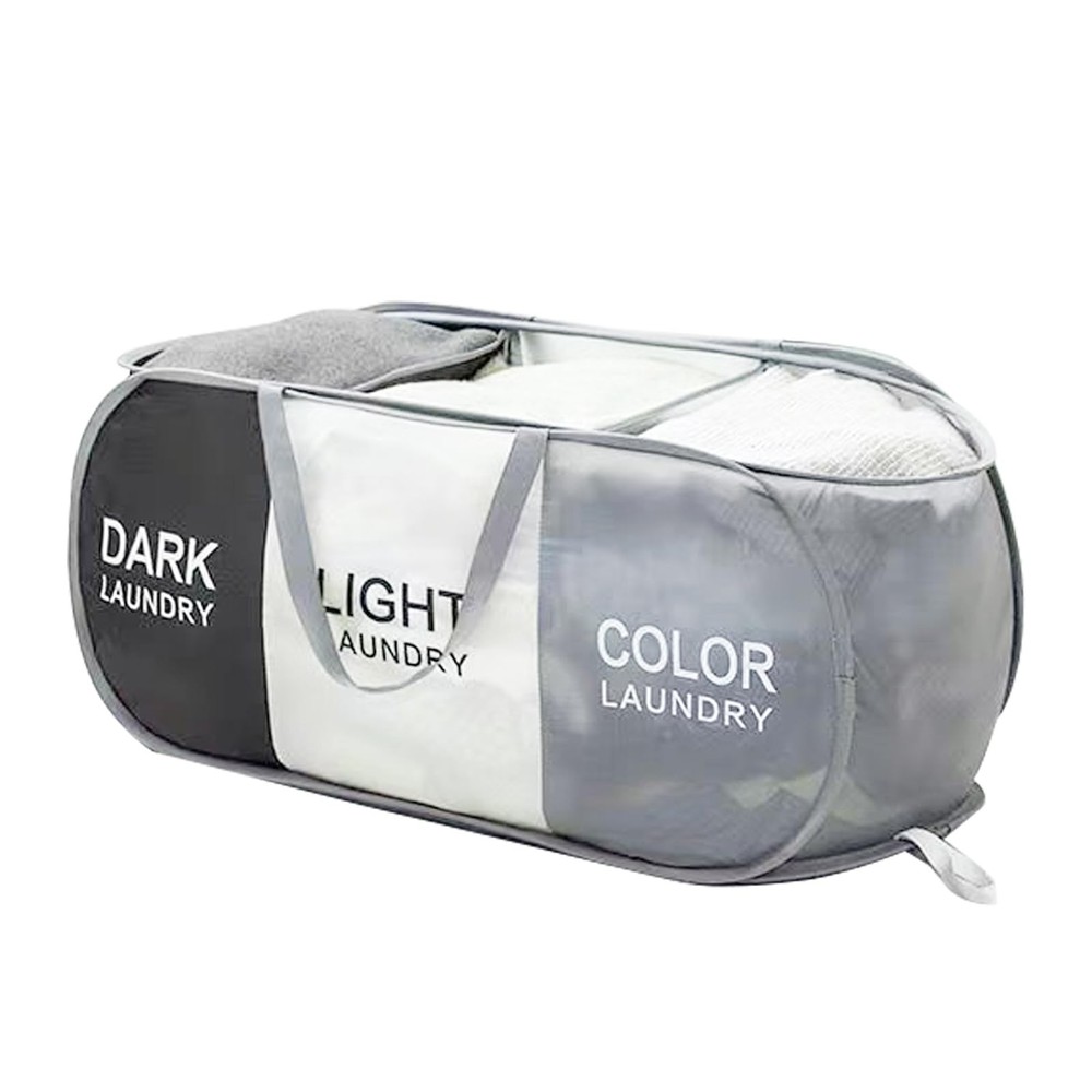 3 Compartment Foldable Pop Up Laundry Hamper Collapsible Sorting Basket