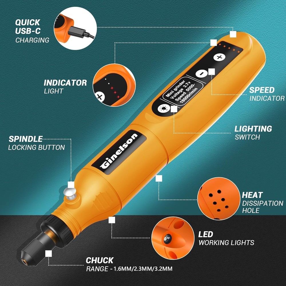 Cordless Rotary Tool, 5 Variable Speed Mini Rotary Tool Kit with 70 Accessori...