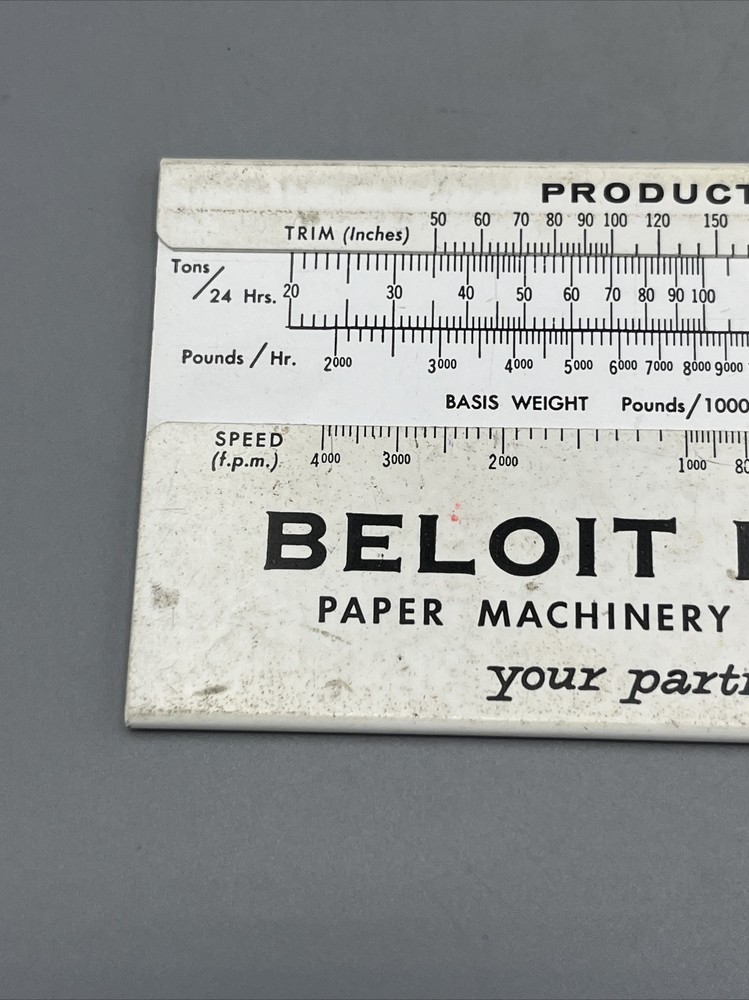 Beloit Iron Works Production Slide Rule 1958
