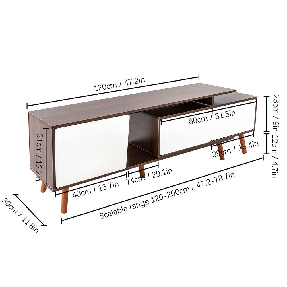 Adjustable Living Room Retangular Television Cabinet 3-Compartments TV Stand