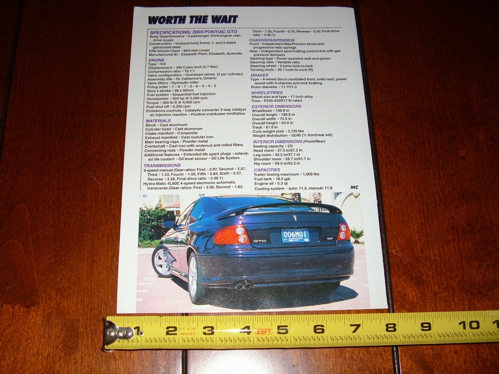 2004 PONTIAC GTO ORIGINAL ARTICLE
