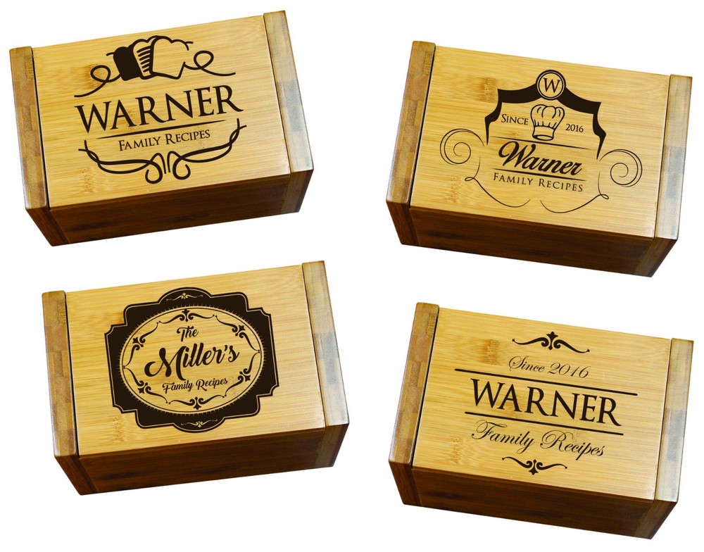 Engraved House Warming Gift - Custom Recipe Box Organizer for Kitchen