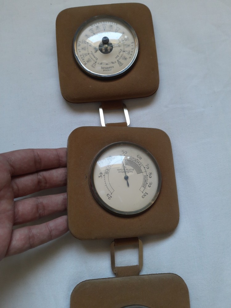 ANTIQUE RECTANGULAR THERMOMETER BAROMETER HYGROMETER