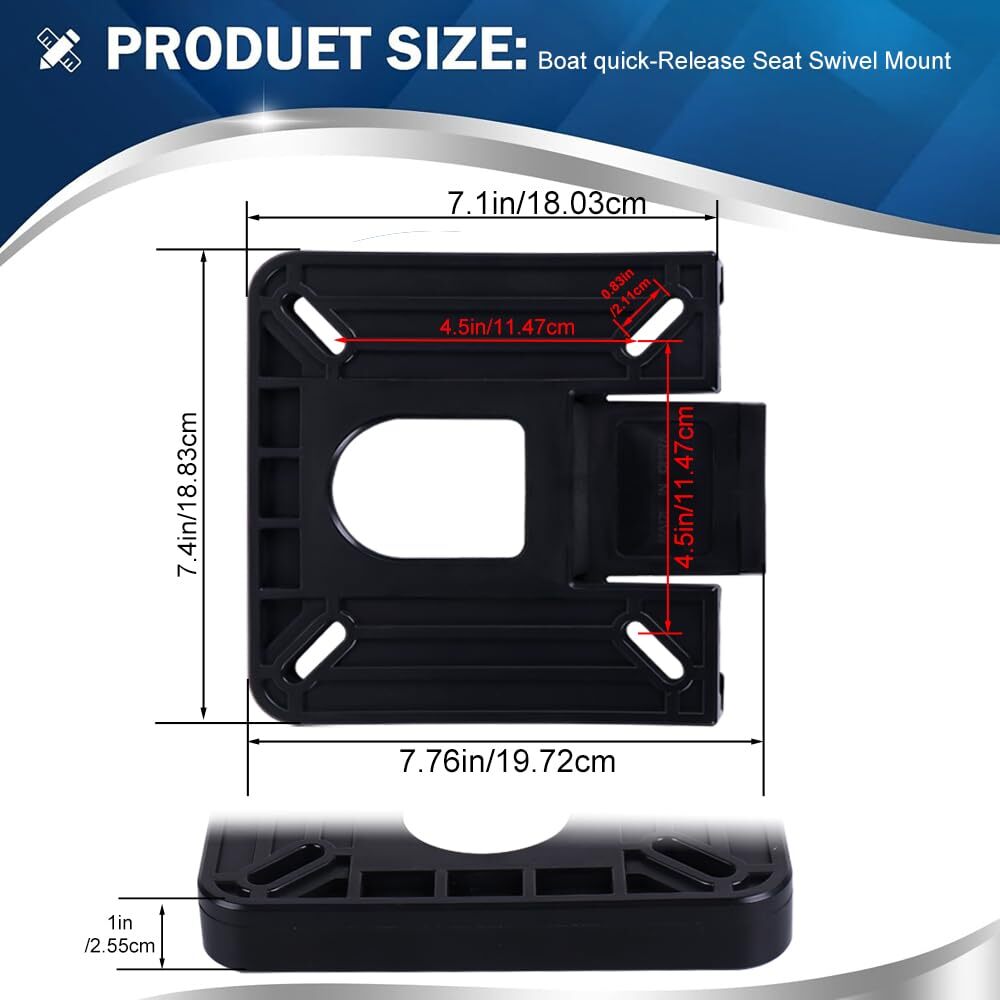 7" x 7" Quick Release Removable Boat Seat Bracket Mount