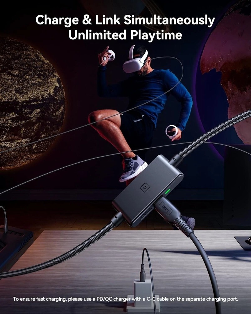 INIU Link Cable with Charging [16ft] for Meta Quest 3s Oculus Quest 3 Quest 2/Pr