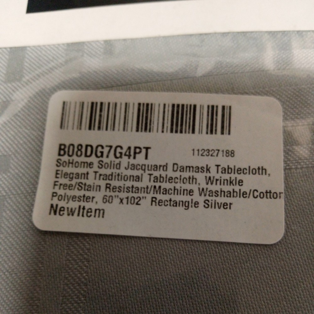 So Home Oblong Tablecloth - Silver - NIB - Please Read Description.