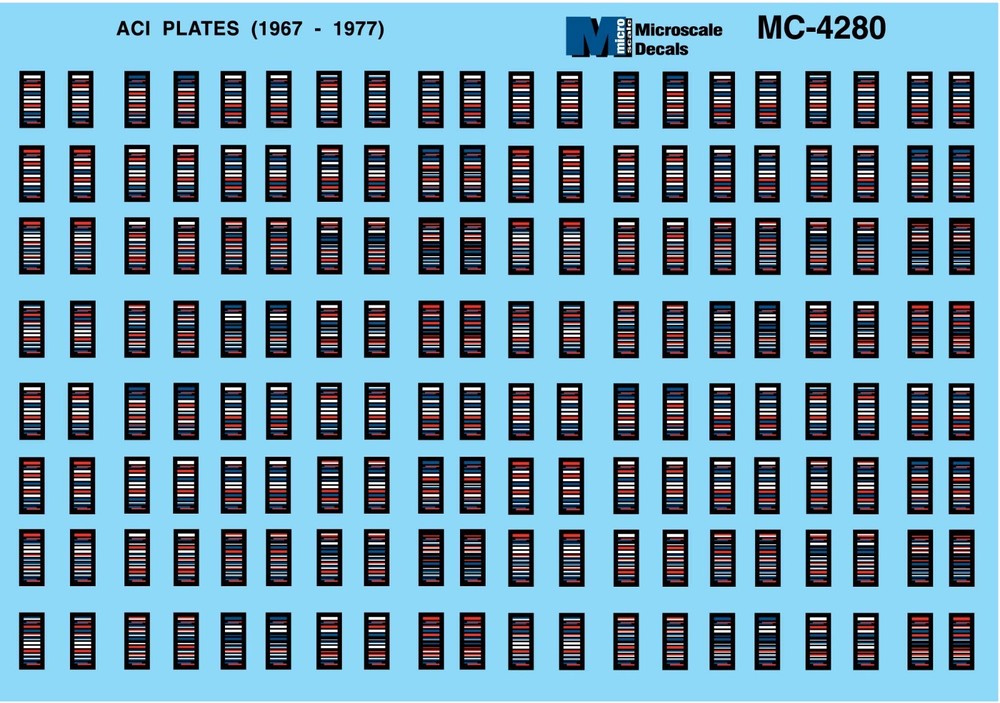 Microscale MC-4280 HO Automatic Car Identification (ACI) Plates (KarTrak) Decals
